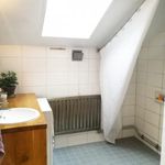 bathroom featuring tile flooring, skylight, natural light, and vanity