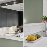 kitchen featuring light countertops and dark brown cabinetry
